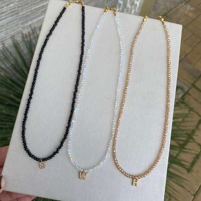 FotoColar Choker Cristal com Letra Cravejada