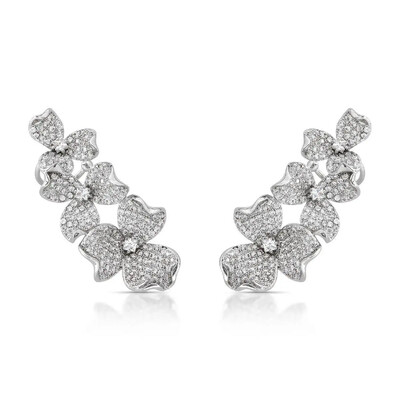 Foto Brinco Ear Cuff Flower Luxo Pino em Prata 925