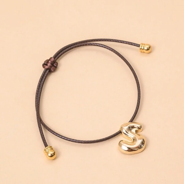 Pulseira Fio Courinho Pingente Letra