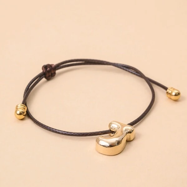 Pulseira Fio Courinho Pingente Letra