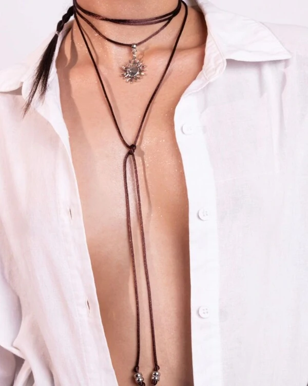 Choker Boho Pingente Sol