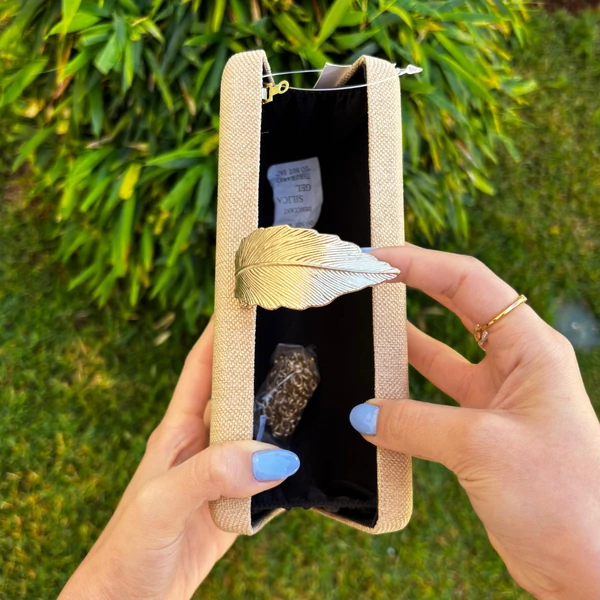 Bolsa Clutch Folha Dourada
