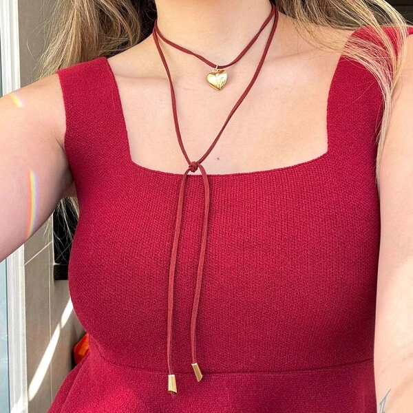 Choker Camurça com Coração