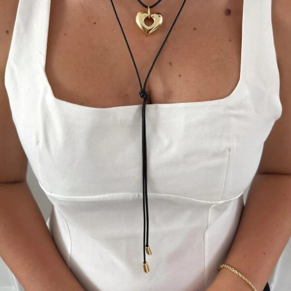 Choker Boho Chic Pingente Dourado de Coração