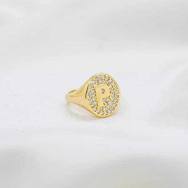 Anel Letra Cravejado Ajustável