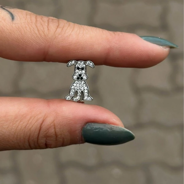 Pingente Cachorro com Zircônia (Para Pulseira )