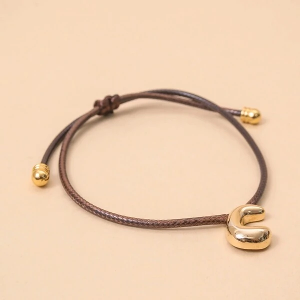 Pulseira Fio Courinho Pingente Letra