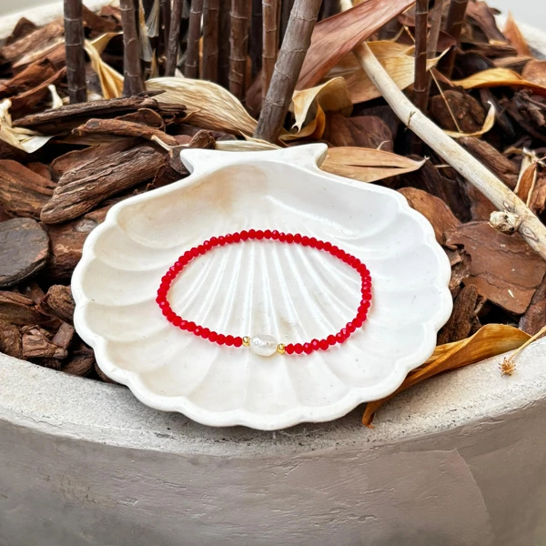 Pulseira Cristais com Pérola de Água Doce