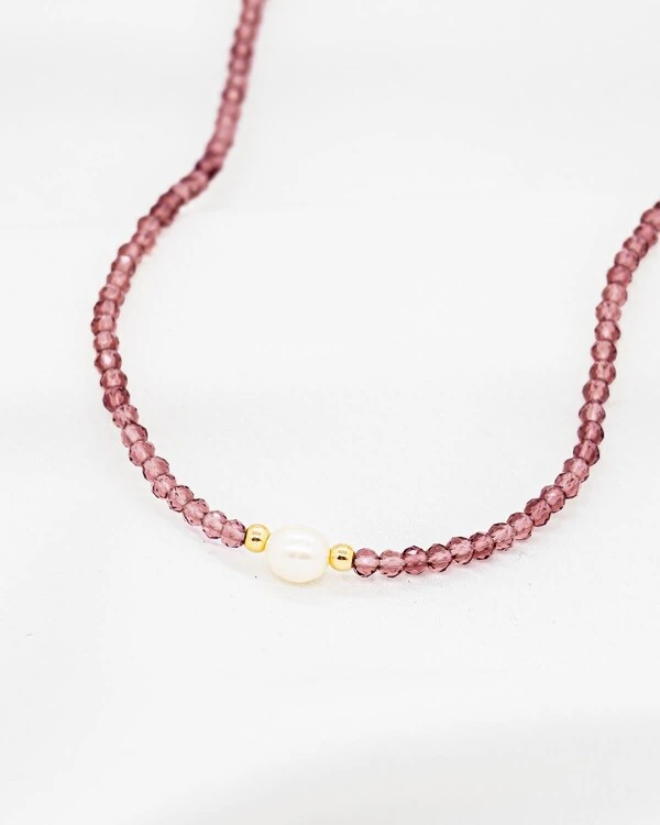 Choker de Cristais com Pérola de Água Doce