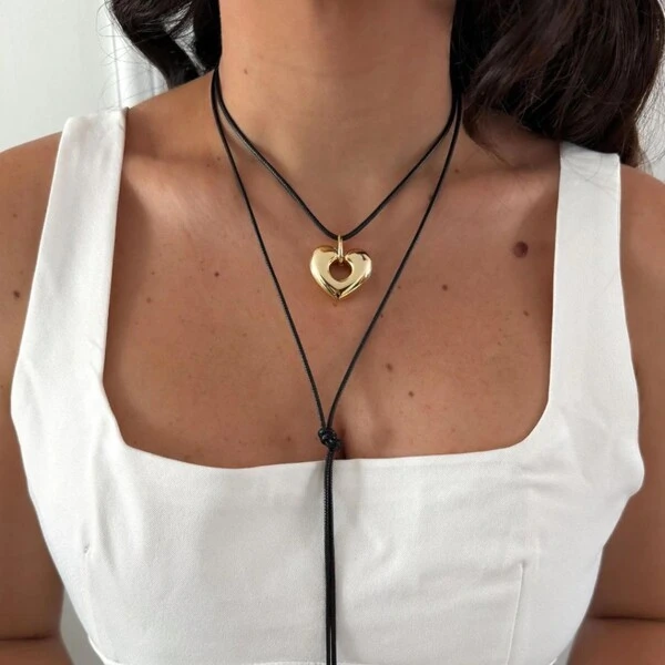 Choker Boho Chic Pingente Dourado de Coração
