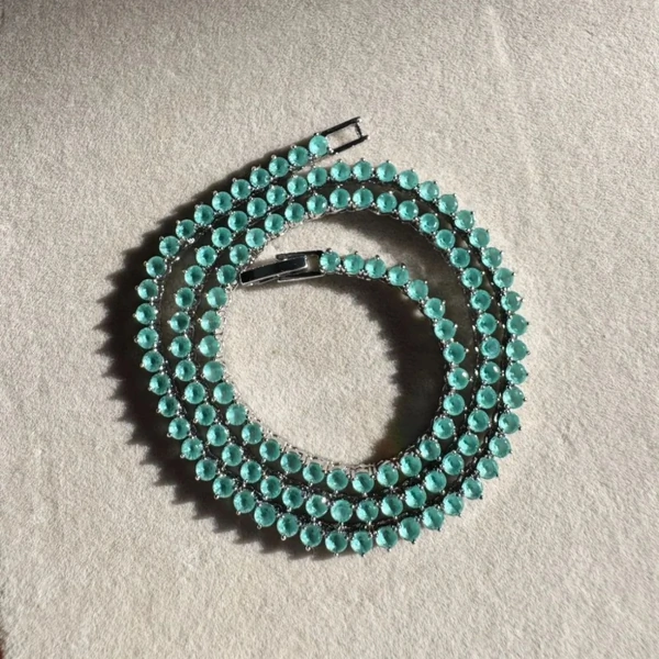Colar Riviera Acquamarine 3 Pontas com Fecho Joia