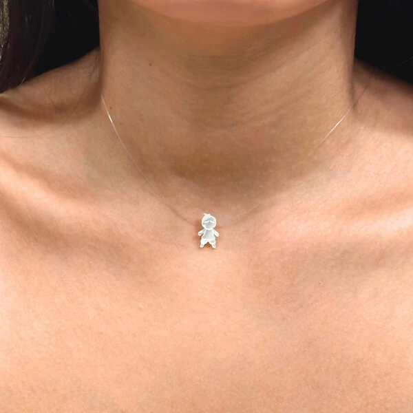 Choker Fio de Nylon Pingente de Madrepérola Filhos