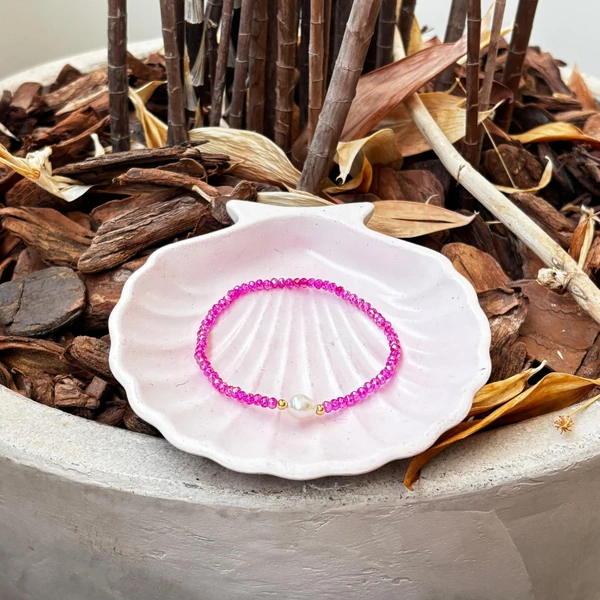 Pulseira Cristais com Pérola de Água Doce