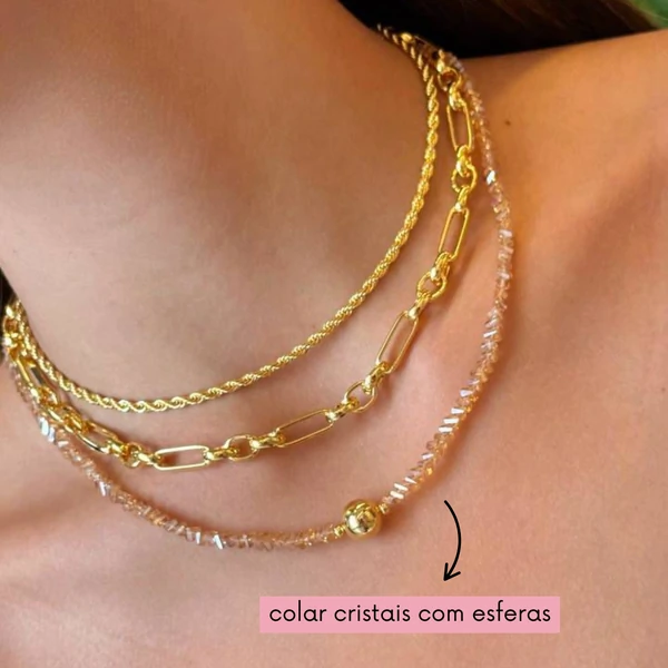 Colar Cristais com Esfera