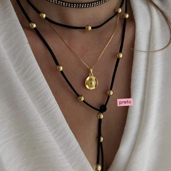 Choker Camurça Esferas