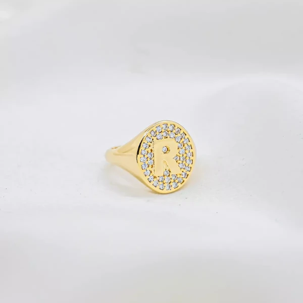 Anel Letra Cravejado Ajustável