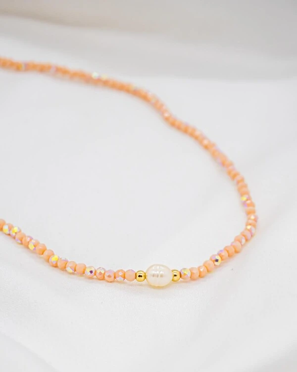 Choker de Cristais com Pérola de Água Doce