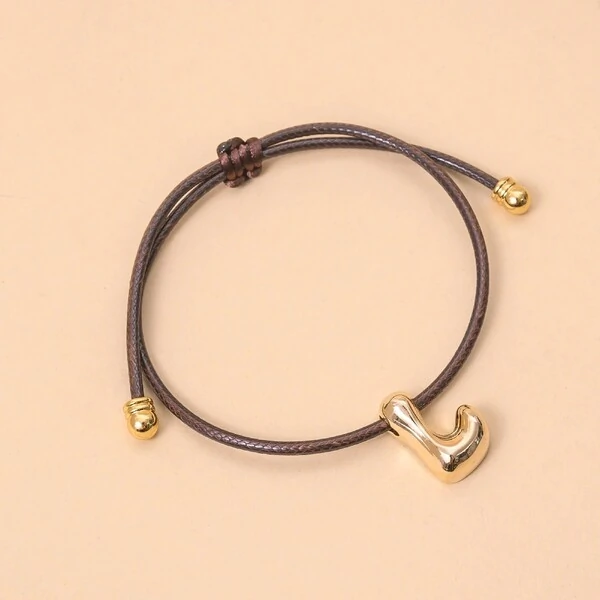 Pulseira Fio Courinho Pingente Letra