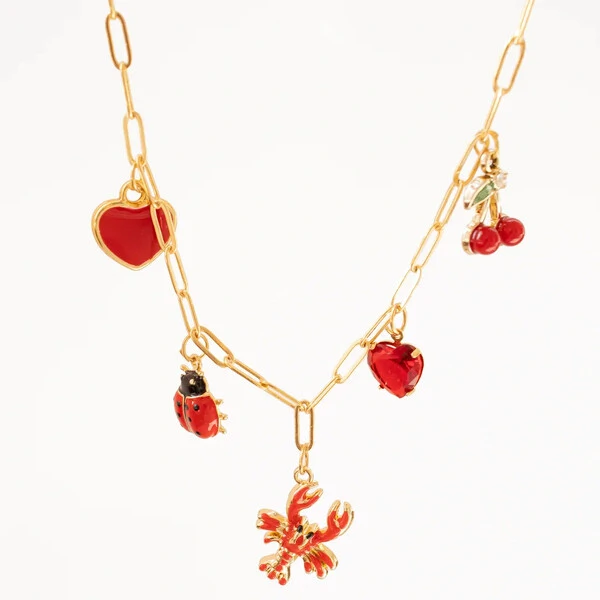 Choker com Pingentes Vermelhos