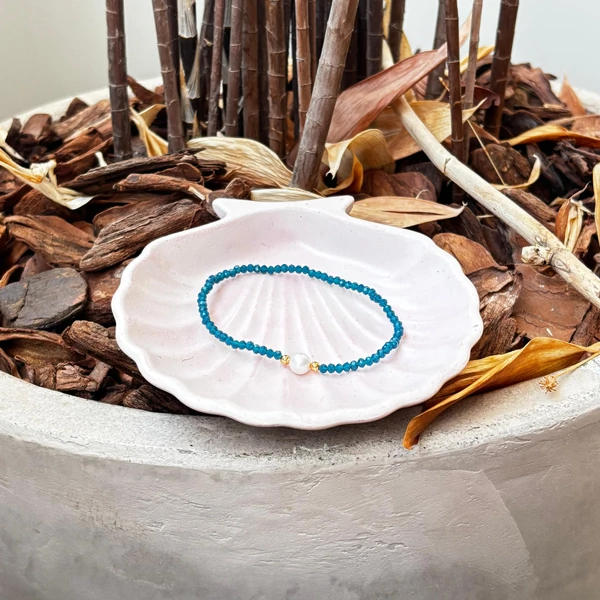 Pulseira Cristais com Pérola de Água Doce