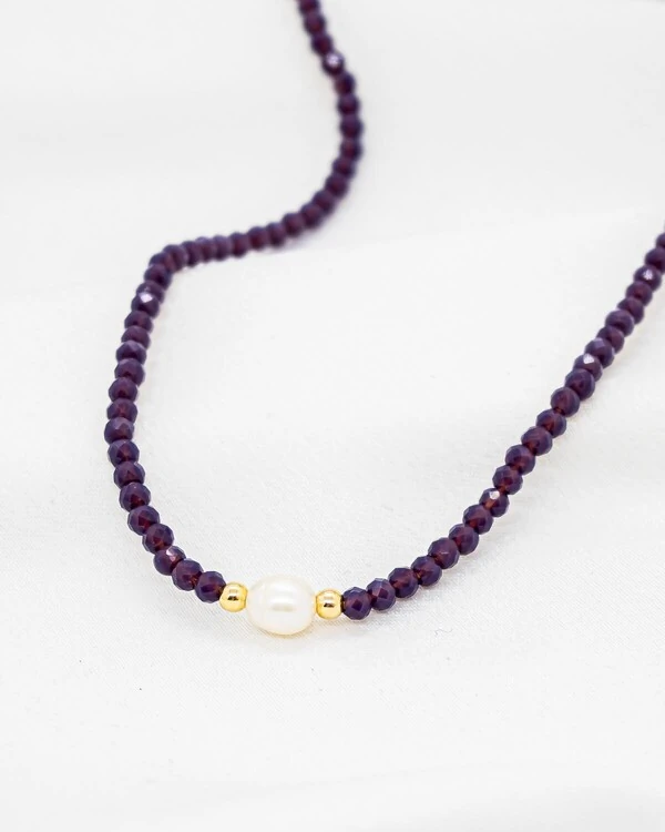Choker de Cristais com Pérola de Água Doce