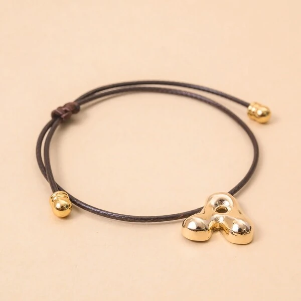 Pulseira Fio Courinho Pingente Letra