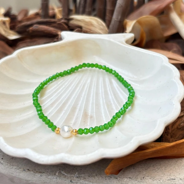 Pulseira Cristais com Pérola de Água Doce