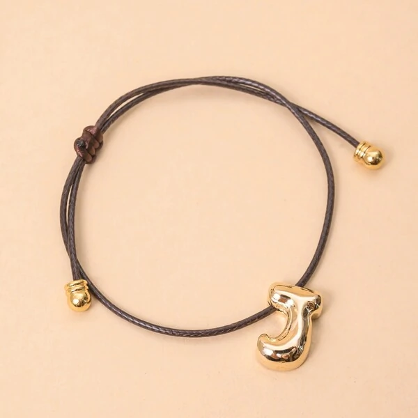 Pulseira Fio Courinho Pingente Letra