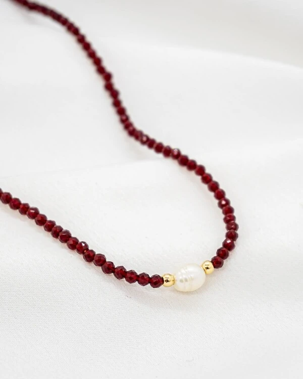Choker de Cristais com Pérola de Água Doce