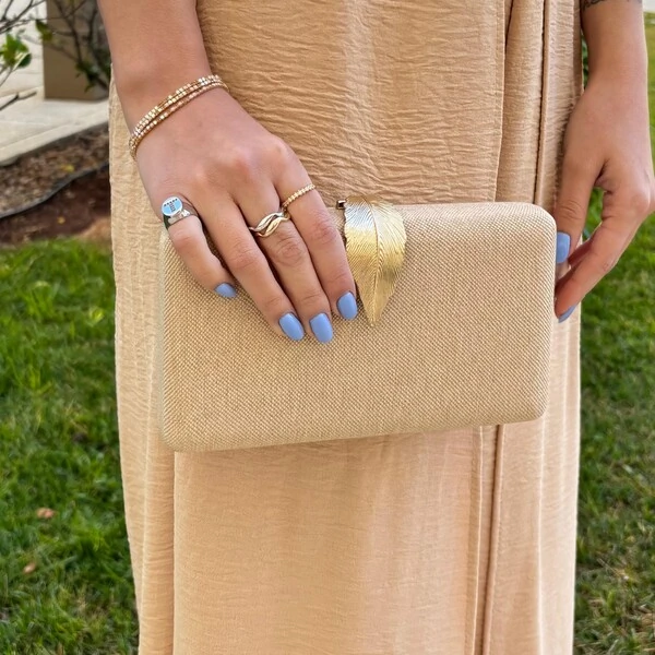 Bolsa Clutch Folha Dourada
