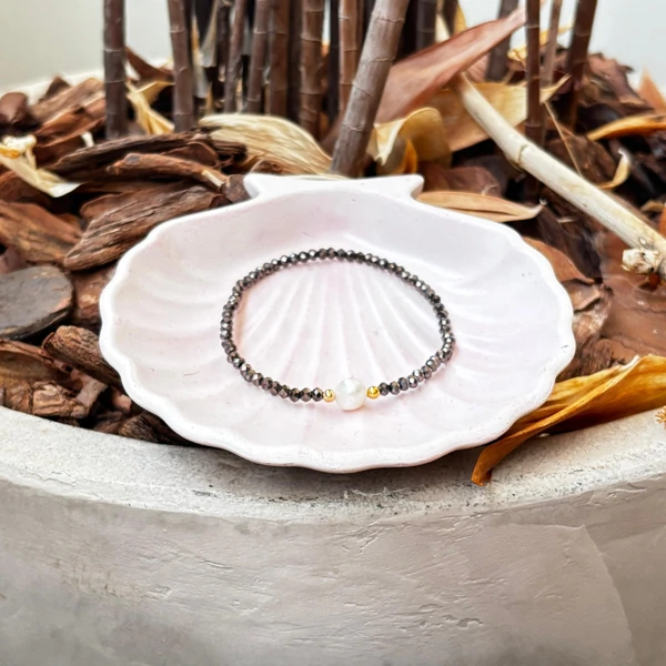 Pulseira Cristais com Pérola de Água Doce