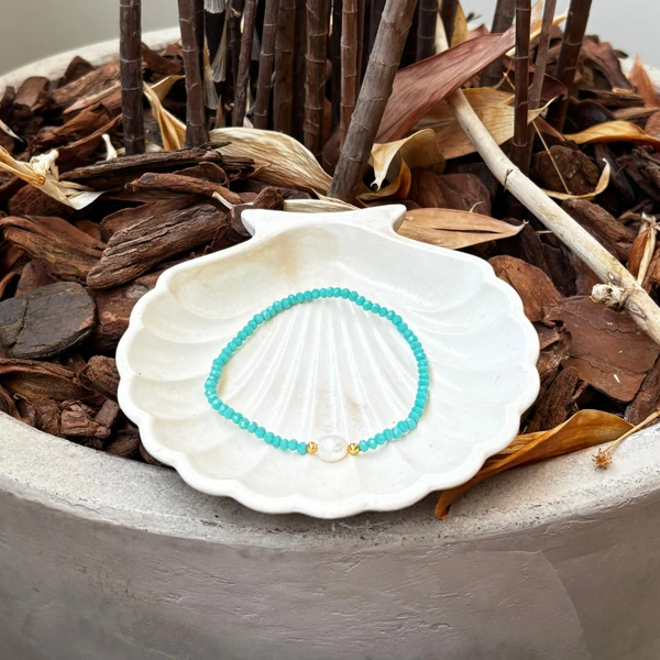 Pulseira Cristais com Pérola de Água Doce