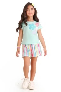 conjunto infantil feminino blusa com estampa em glitter e shorts