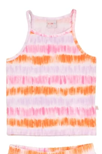 Conjunto infantil feminino estampado regata e shorts saia