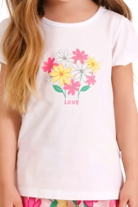 conjunto infantil feminino camiseta love e shorts com elástico