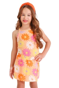Conjunto infantil feminino estampado regata e shorts saia