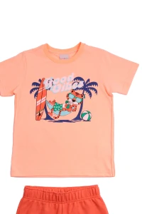conjunto infantil masculino Camiseta Estampada e Bermuda em Moletinho