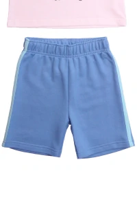 conjunto infantil masculino camiseta estampada e bermuda com frisos laterais