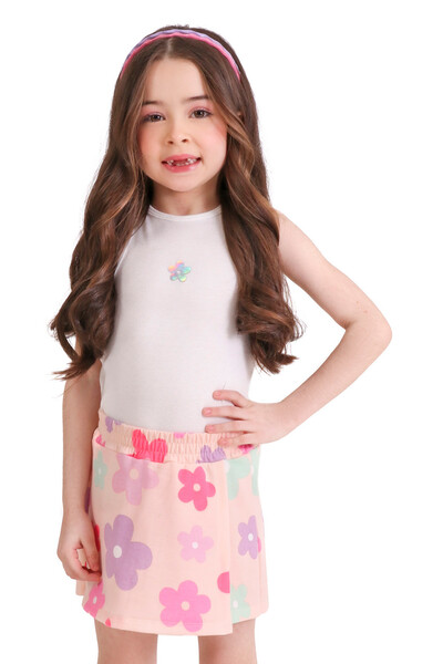 FotoConjunto infantil feminino regata e shorts saia