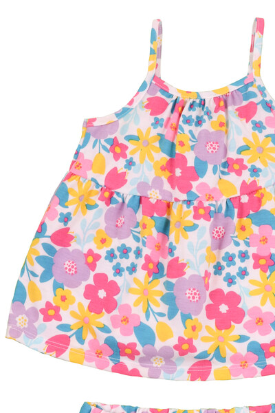 Fotoconjunto infantil feminino estampado regata de alcinhas e shorts