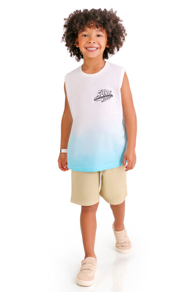 Foto Conjunto infantil masculino Surf Wave regata e bermuda