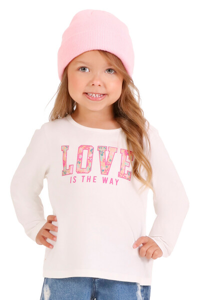 Foto Blusa Love Infantil Feminina Com Mangas Longas