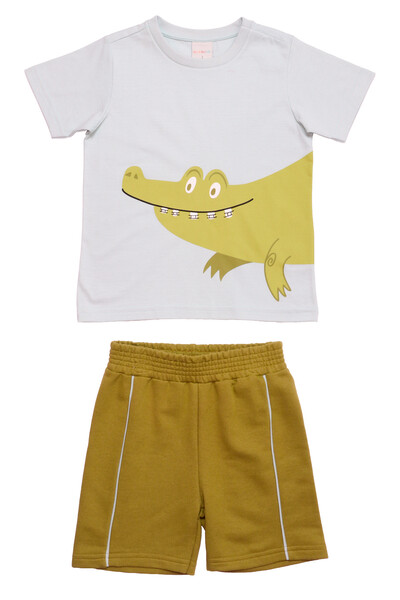 Foto Conjunto Infantil Masculino Jacaré Camiseta E Bermuda