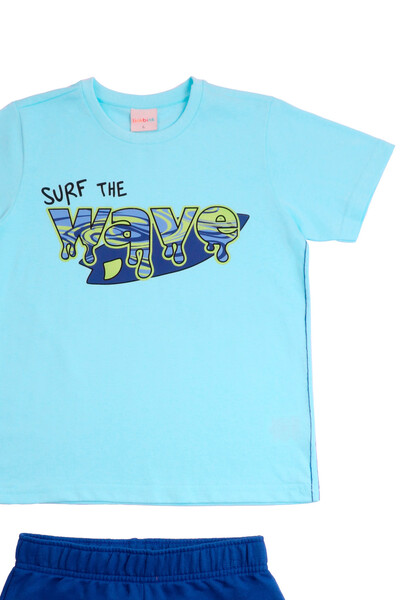 Fotoconjunto infantil masculino surf the wave camiseta e bermuda