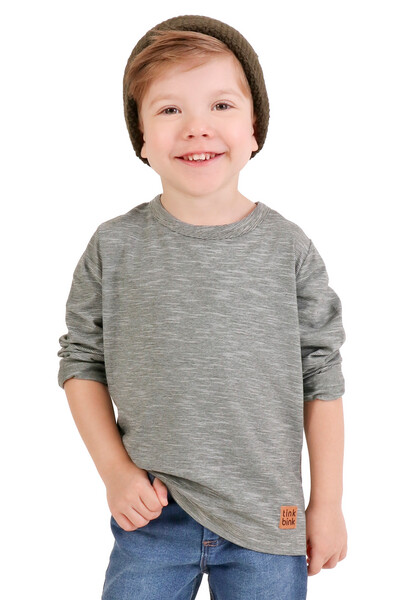 Foto Camiseta Manga Longa Infantil Masculina Mescla