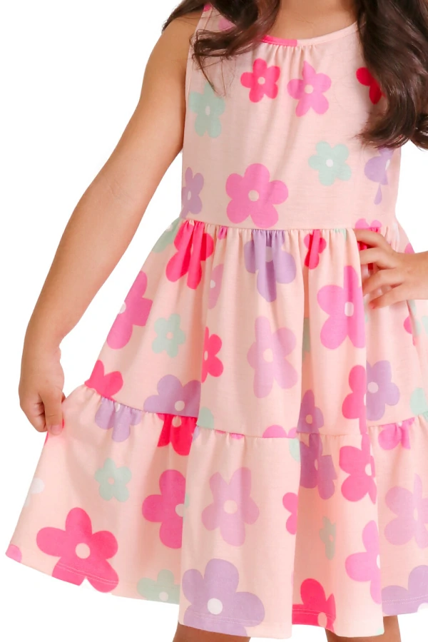 vestido infantil feminino estampado com babadinho