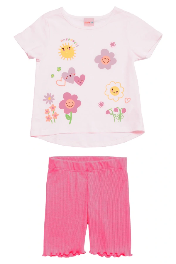 Conjunto Infantil Feminino Jardim Blusa E Bermuda Ciclista