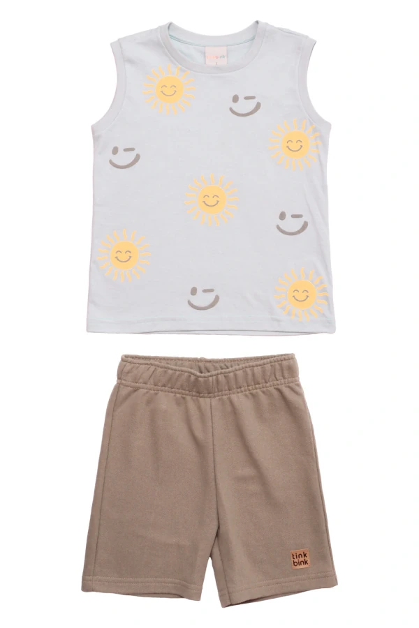 Conjunto Infantil Masculino Happy Summer Regata E Bermuda