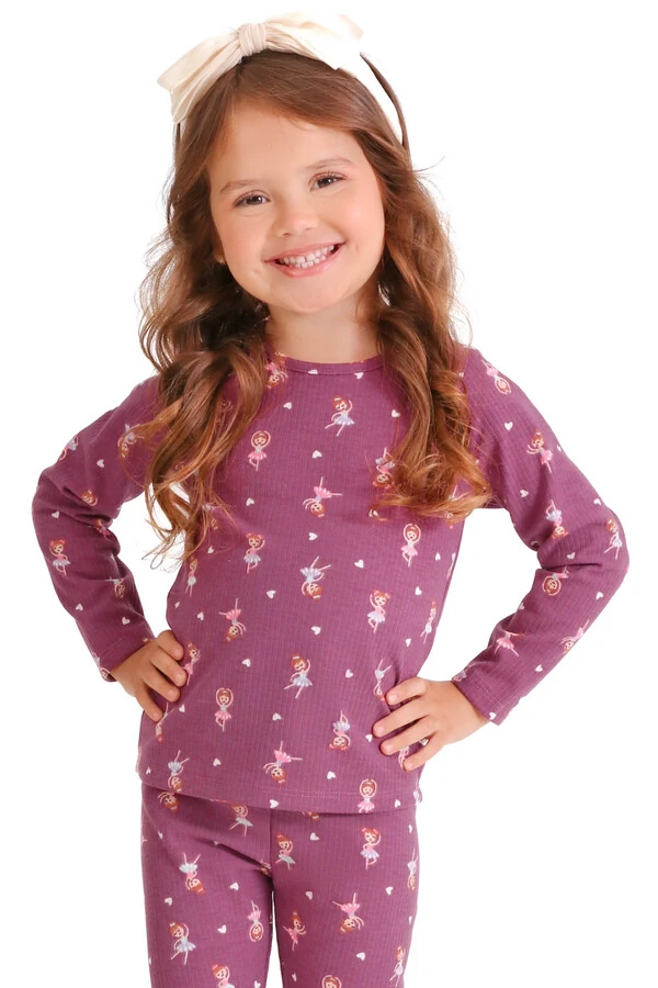 Blusa Estampada Feminina Infantil Com Mangas Longas