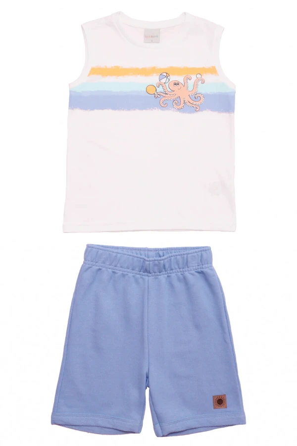 Conjunto Infantil Masculino Polvo Regata E Bermuda